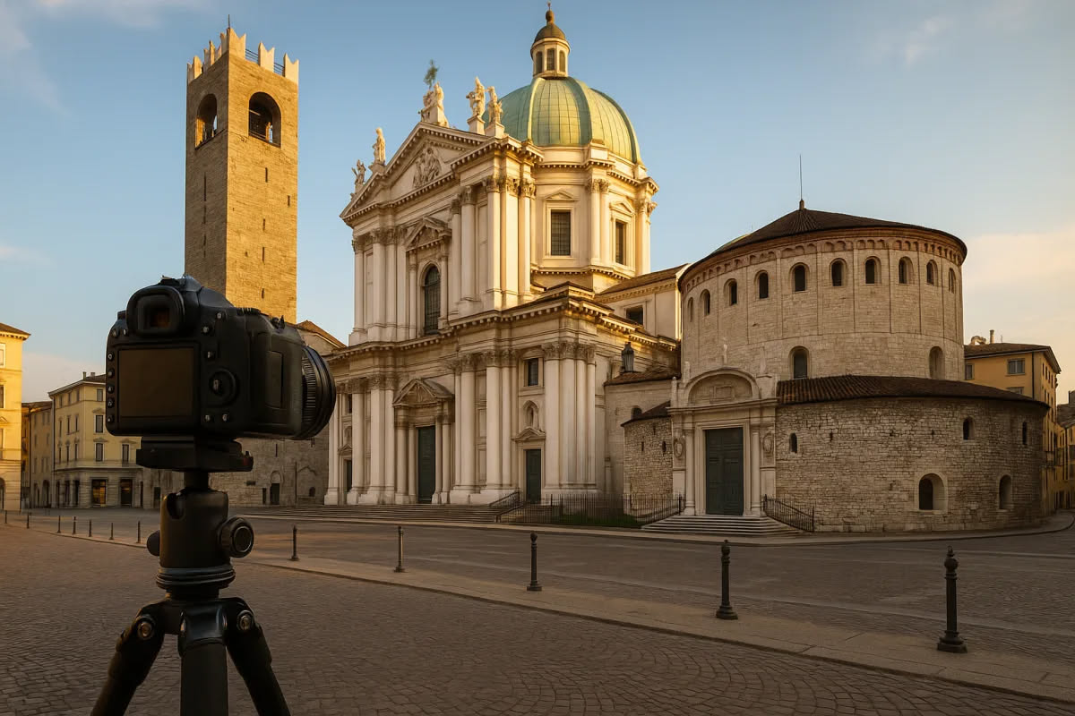 Inquadratura cinematografica con più piani a fuoco: un attore in primo piano leggermente sfocato, la scena principale a fuoco al centro, e lo sfondo dell ambiente completamente definito, che mostra la
